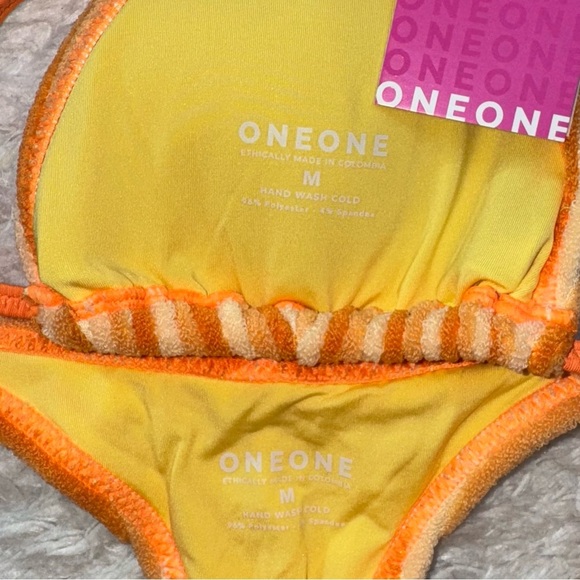 NWT OneOne Swimwear Bikini Set Orange Tangerine Dream Triangle Ariel Terry Cute - Picture 11 of 12